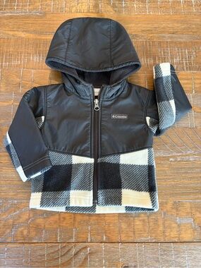 Columbia Toddler Black & White Hooded Fleece Jacket, Size 6-12 months